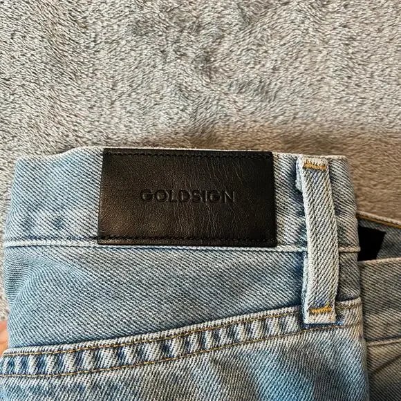 GOLDSIGN Low Slung Crop Jeans‎ Marled Blue Light Wash Button Fly Size 26 Cotton - Picture 7 of 10